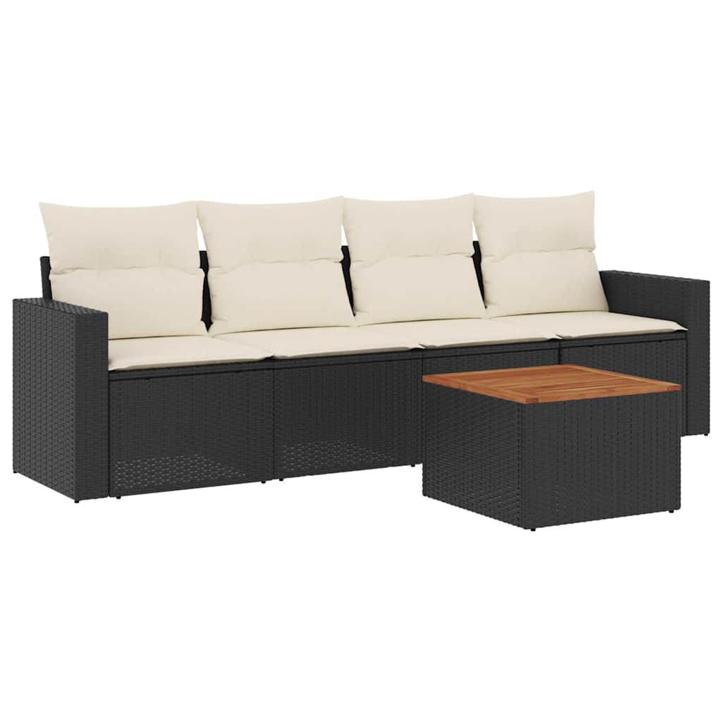 Set mobilier de grădină cu perne, 5 piese, negru, poliratan GartenMobel Dekor