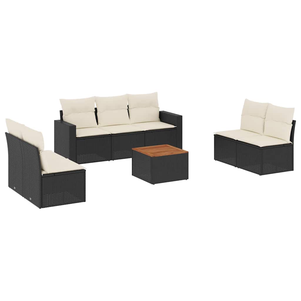 Set mobilier de grădină cu perne, 8 piese, negru, poliratan GartenMobel Dekor