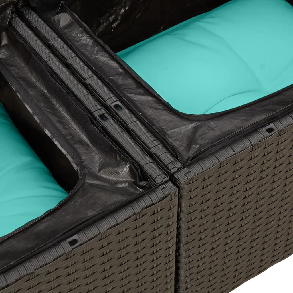 Set mobilier de grădină cu perne, 9 piese, negru, poliratan GartenMobel Dekor