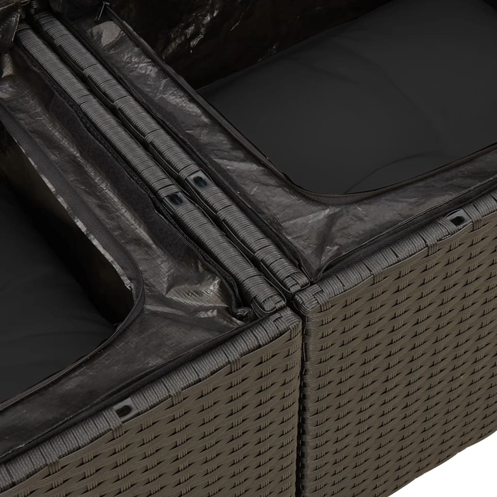 Set canapele de grădină, 12 piese, cu perne, negru, poliratan GartenMobel Dekor