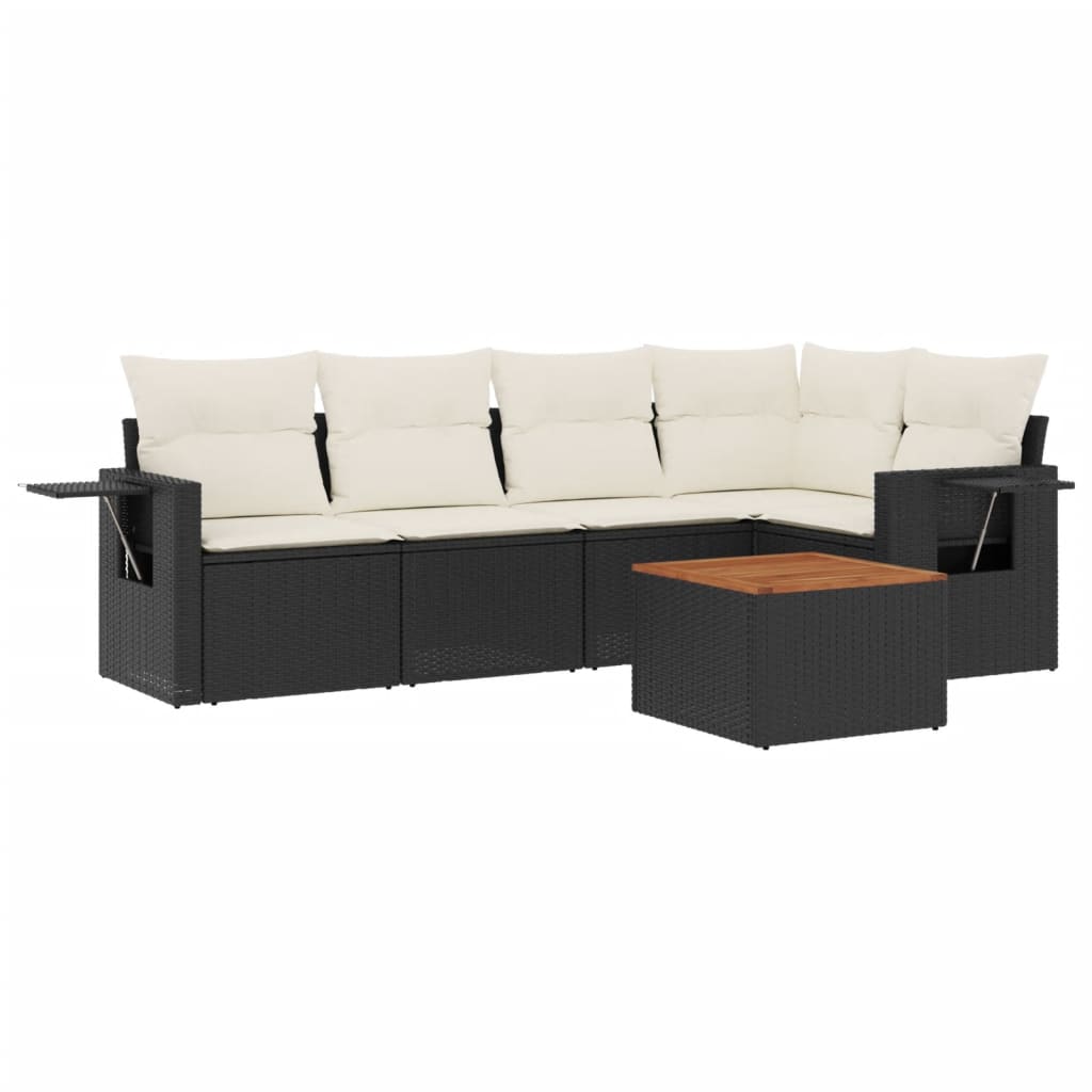 Set mobilier de grădină cu perne, 6 piese, negru, poliratan GartenMobel Dekor