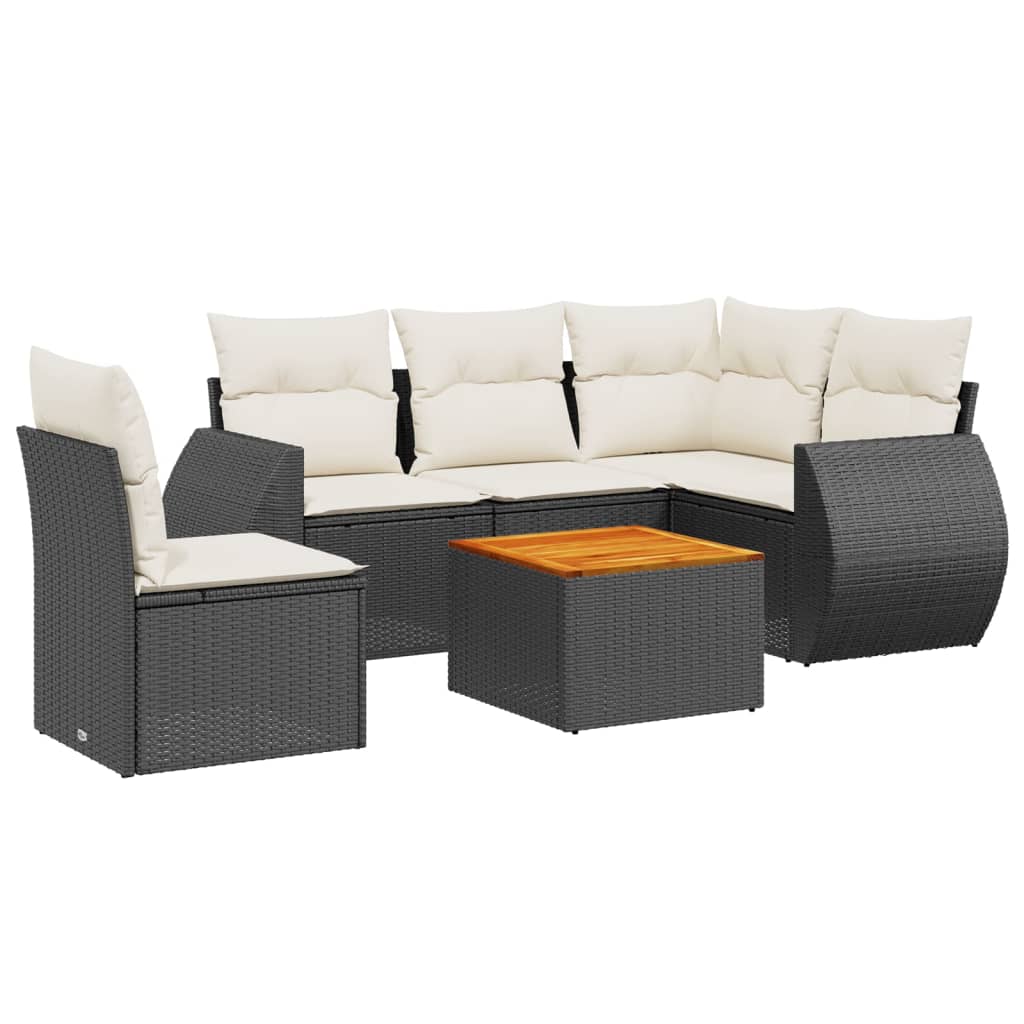 Set mobilier de grădină cu perne, 6 piese, negru, poliratan GartenMobel Dekor