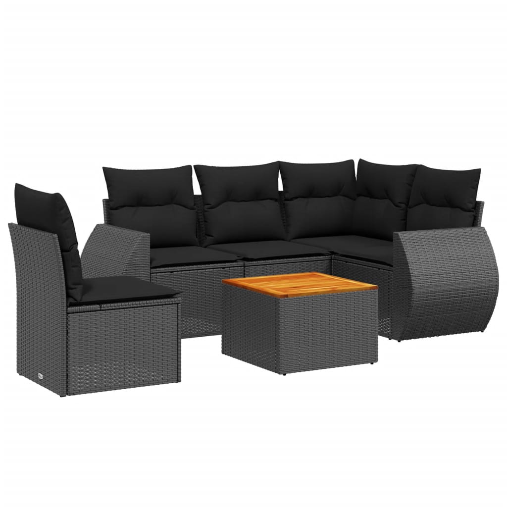 Set mobilier de grădină cu perne, 6 piese, negru, poliratan GartenMobel Dekor