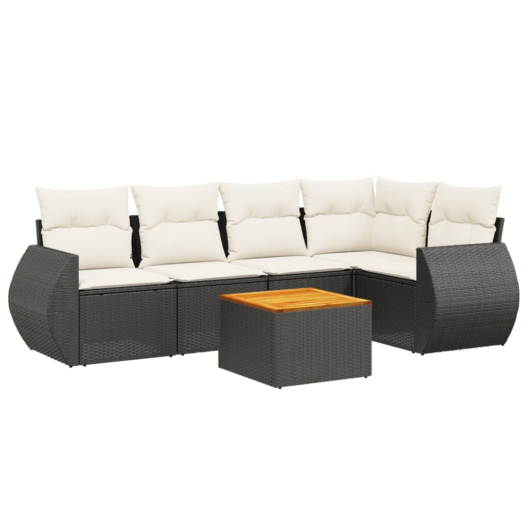 Set mobilier de grădină cu perne, 6 piese, negru, poliratan GartenMobel Dekor