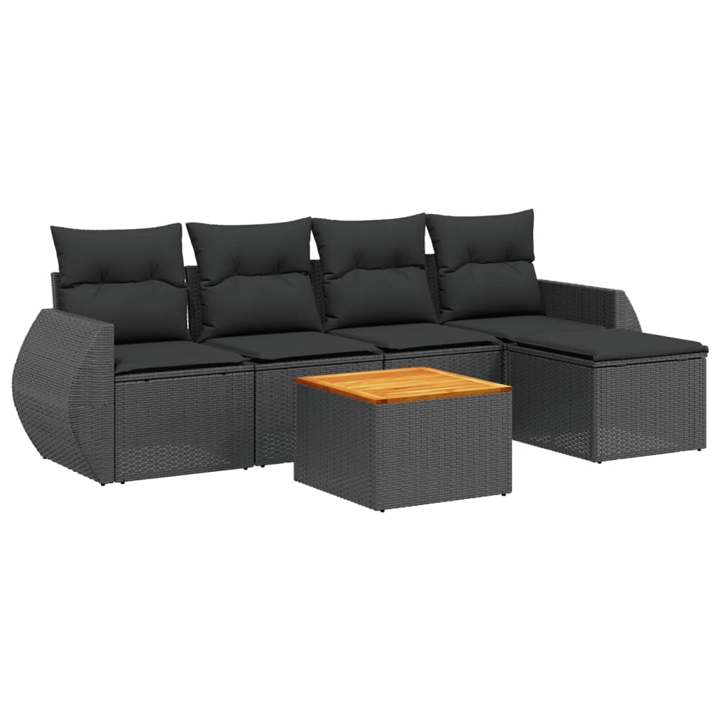 Set mobilier de grădină cu perne, 6 piese, negru, poliratan GartenMobel Dekor