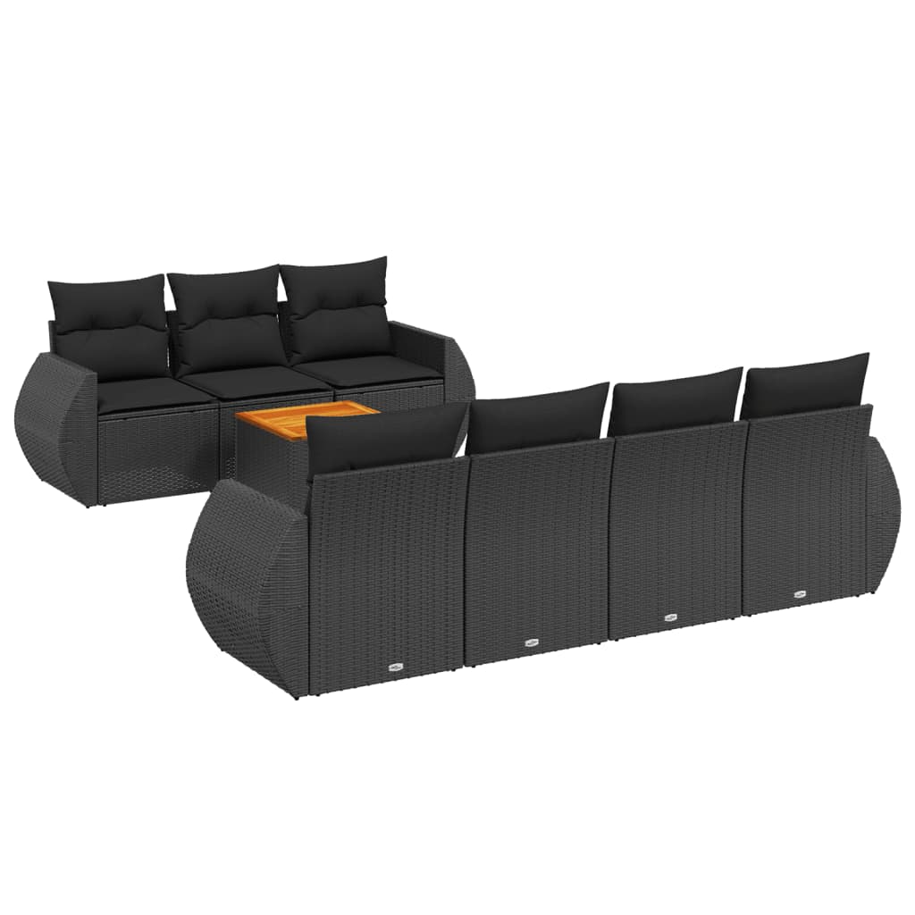 Set mobilier de grădină cu perne, 8 piese, negru, poliratan GartenMobel Dekor