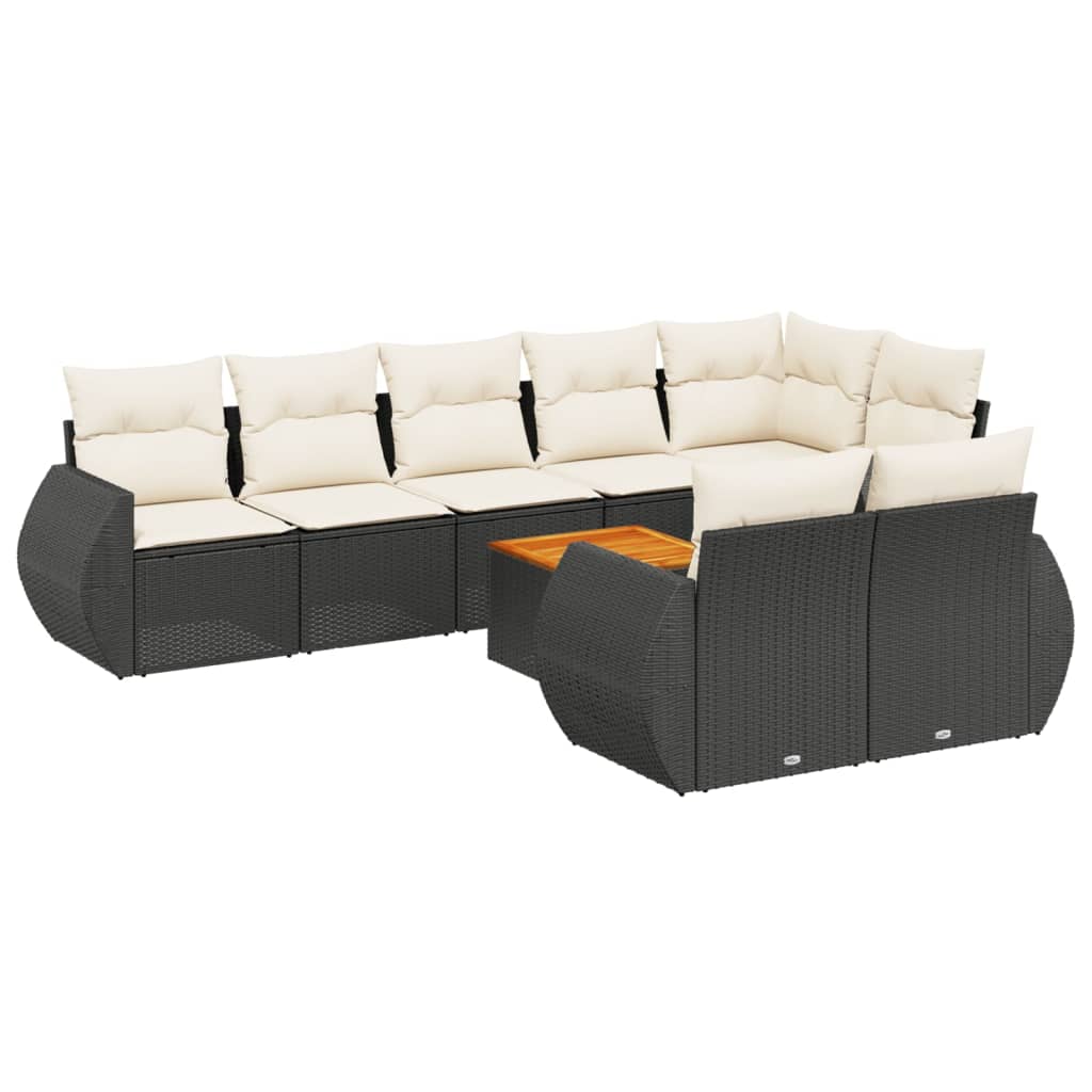 Set mobilier de grădină cu perne, 9 piese, negru, poliratan GartenMobel Dekor
