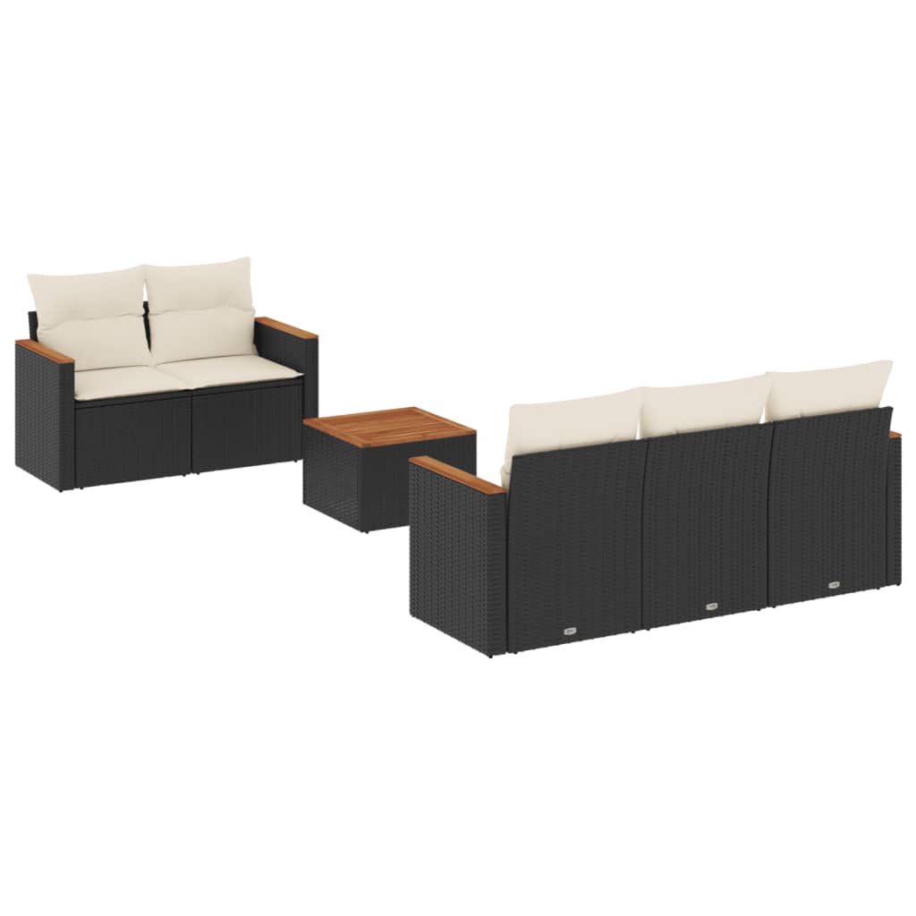 Set mobilier de grădină cu perne, 6 piese, negru, poliratan GartenMobel Dekor