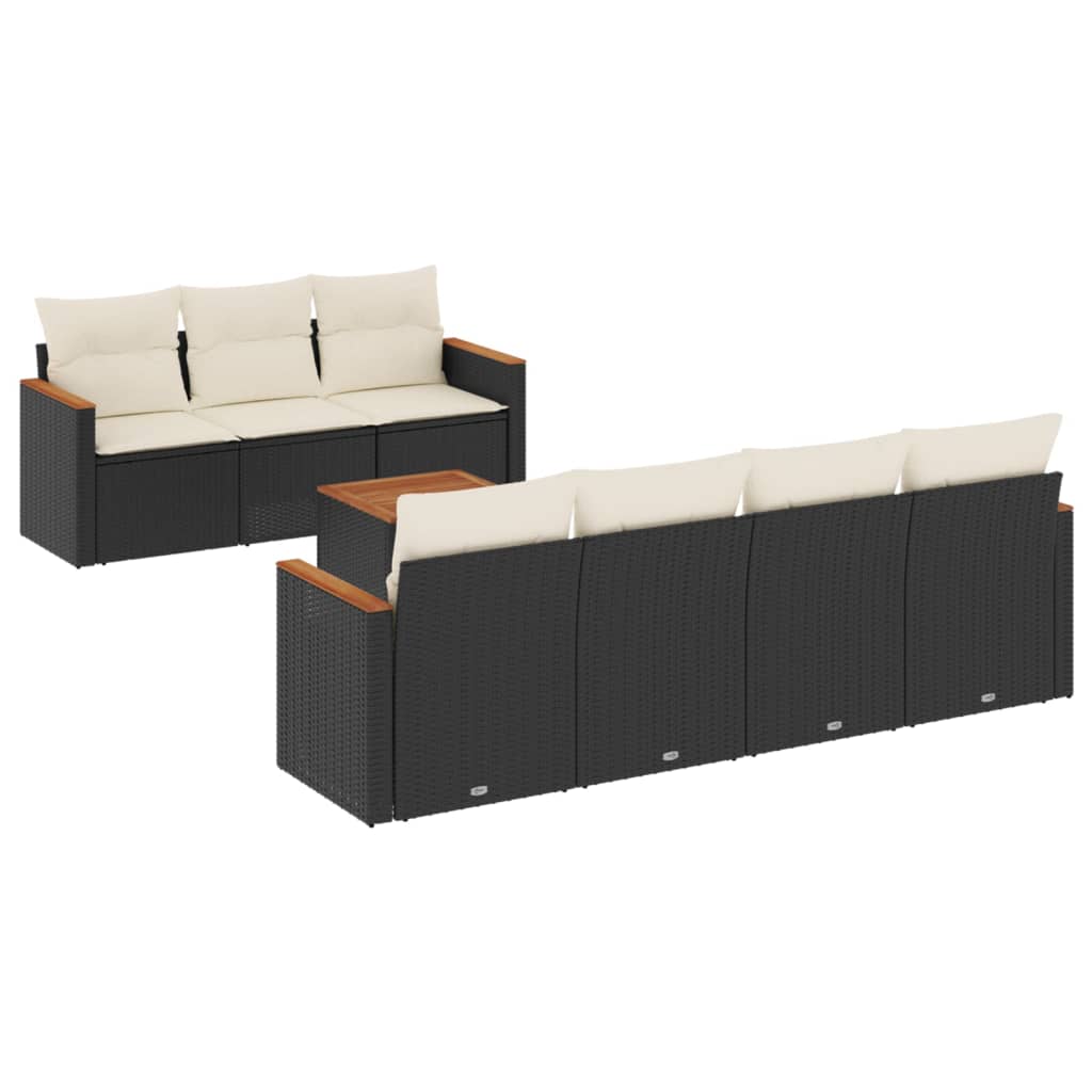 Set mobilier de grădină cu perne, 8 piese, negru, poliratan GartenMobel Dekor