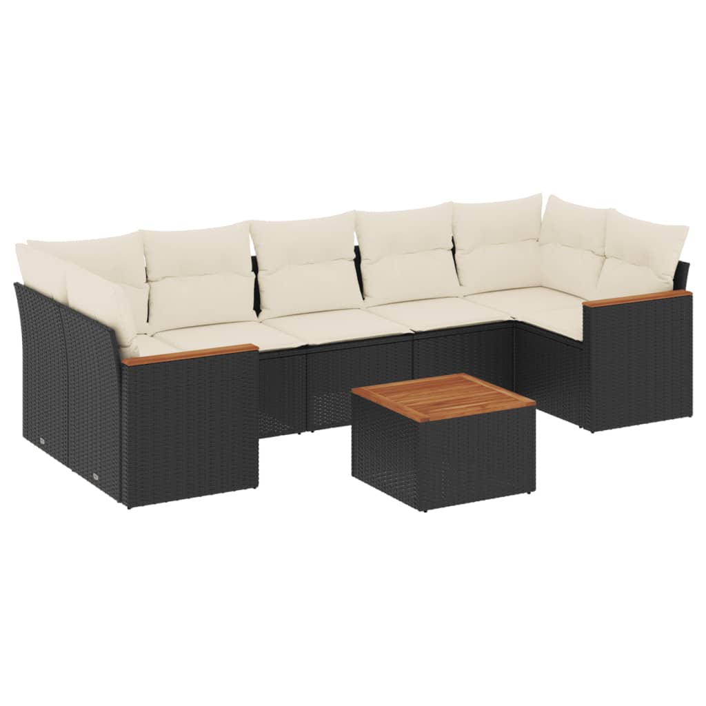 Set mobilier de grădină cu perne, 8 piese, negru, poliratan GartenMobel Dekor