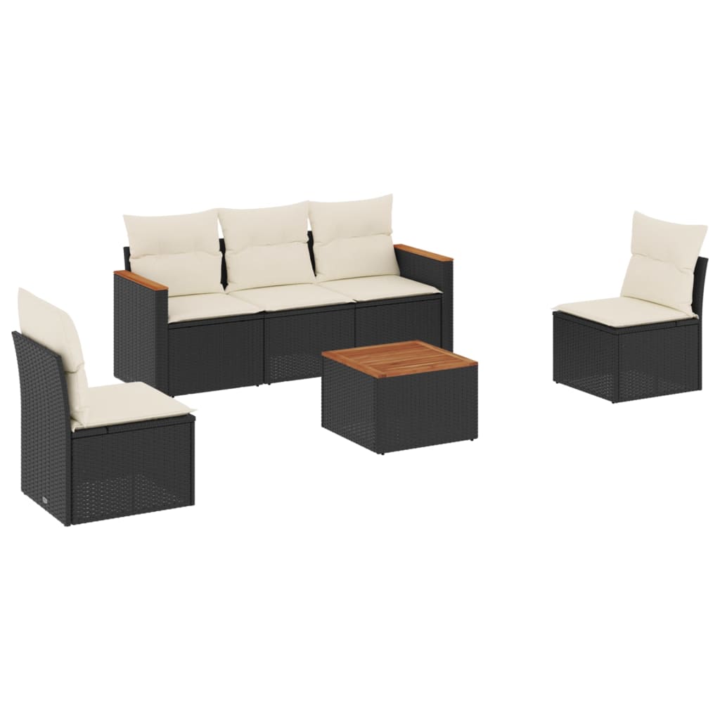 Set mobilier de grădină cu perne, 6 piese, negru, poliratan GartenMobel Dekor