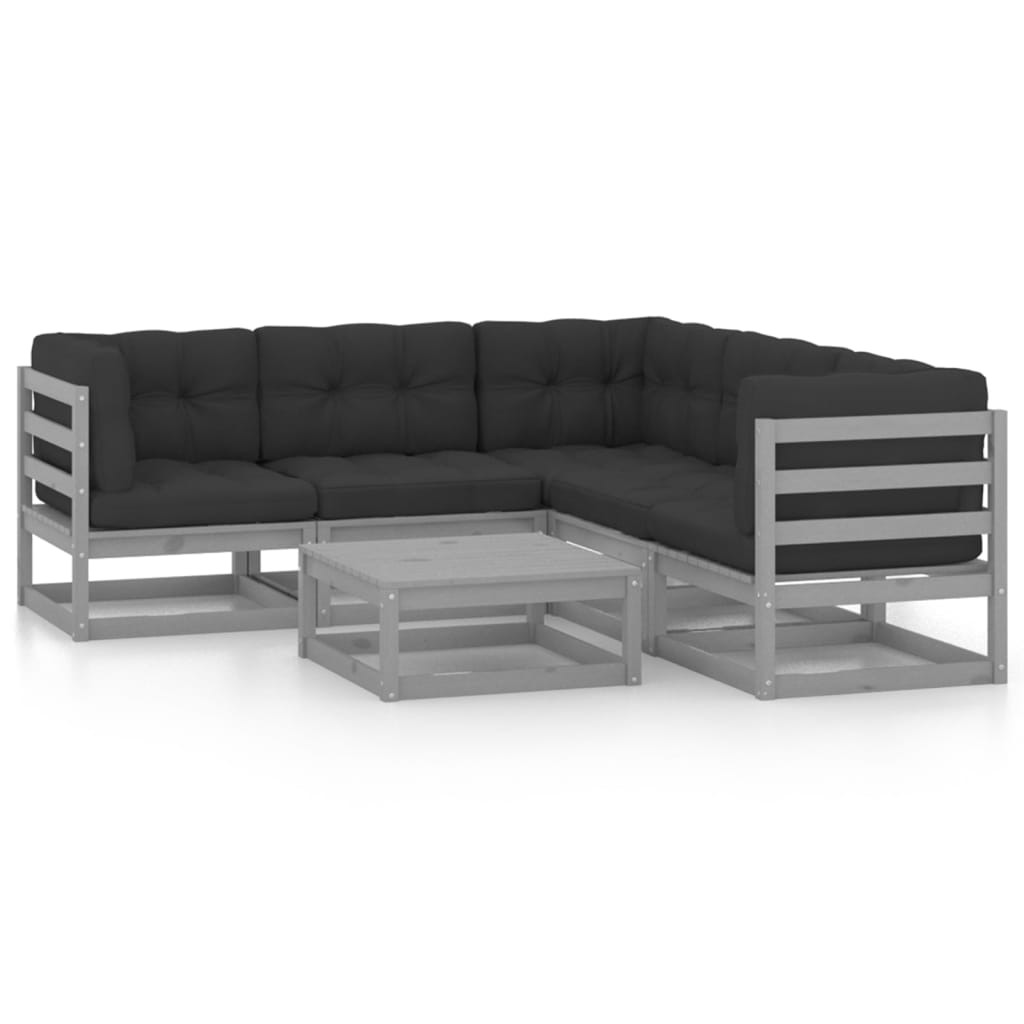 Set mobilier de grădină cu perne, 6 piese, lemn masiv de pin GartenMobel Dekor