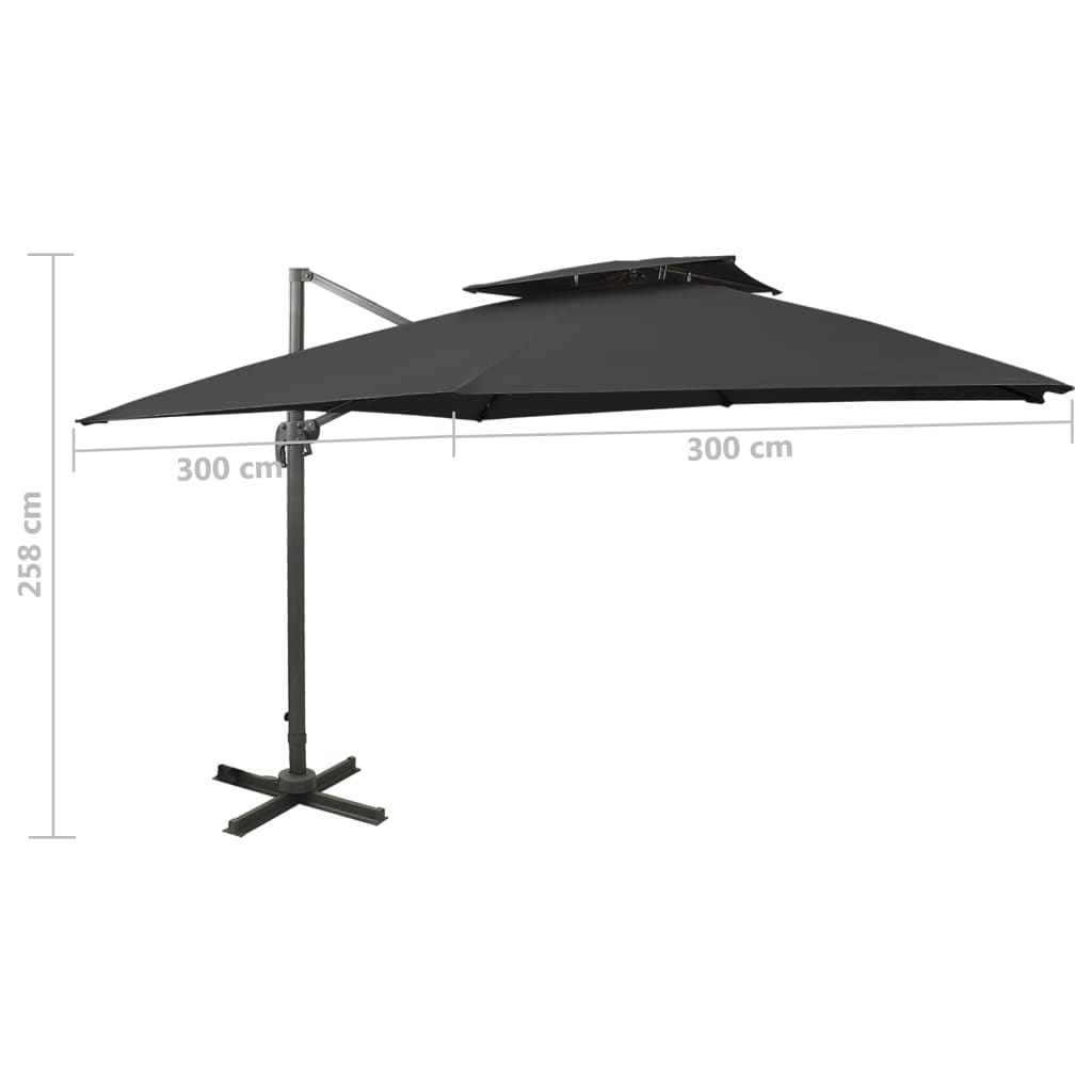Umbrelă în consolă cu înveliș dublu, negru, 300x300 cm GartenMobel Dekor