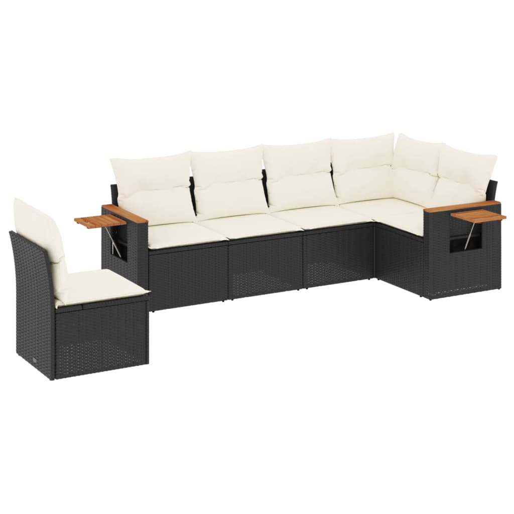 Set mobilier de grădină cu perne, 6 piese, negru, poliratan GartenMobel Dekor
