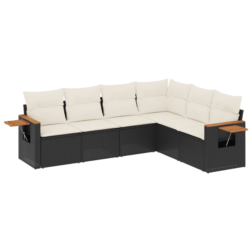 Set mobilier de grădină cu perne, 6 piese, negru, poliratan GartenMobel Dekor