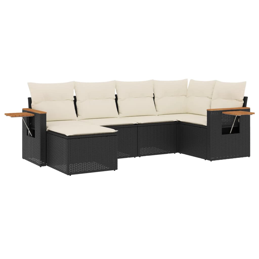 Set mobilier de grădină cu perne, 6 piese, negru, poliratan GartenMobel Dekor