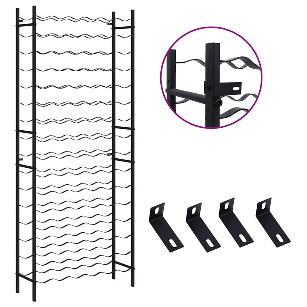 Suport de vin pentru 96 de sticle, negru, fier GartenMobel Dekor