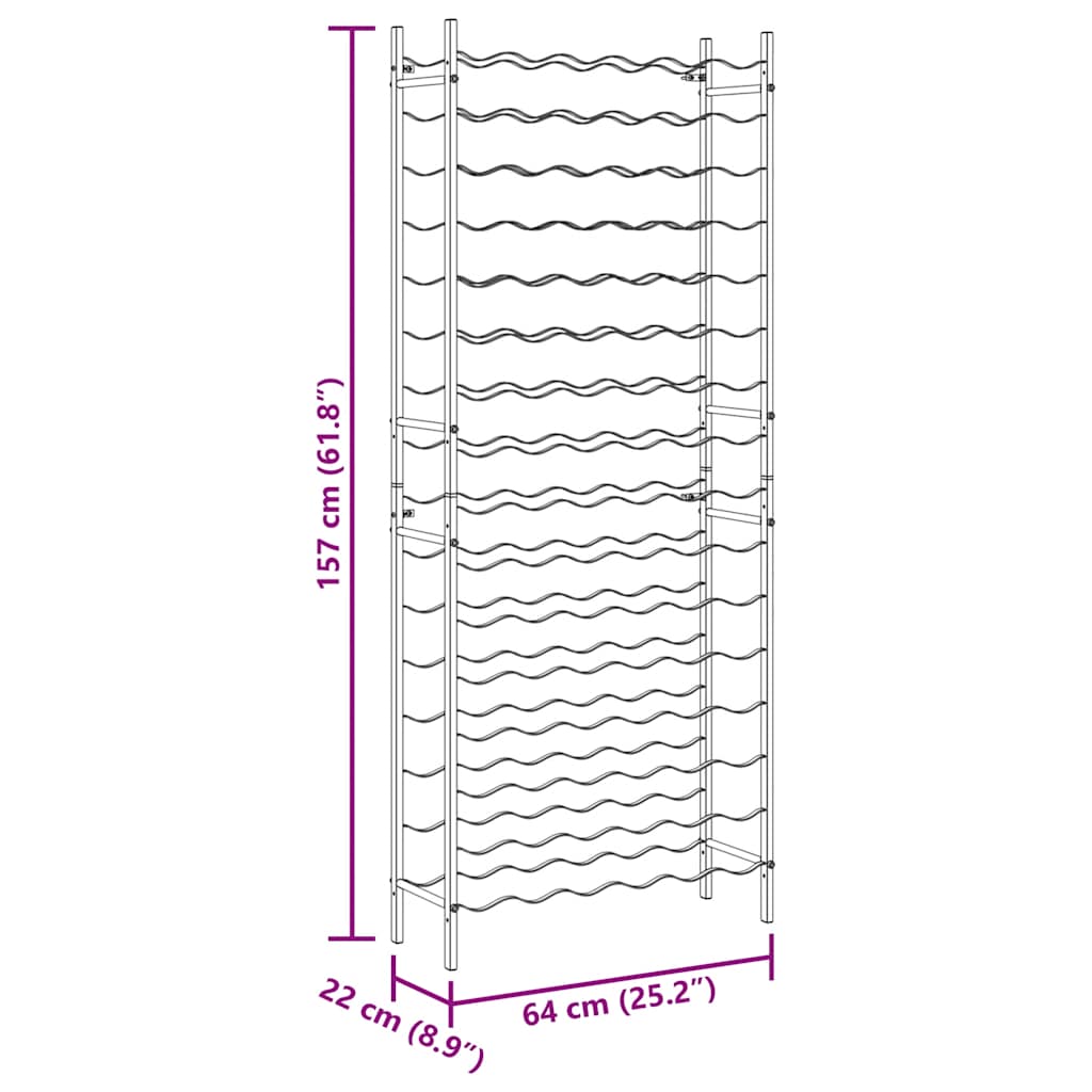 Suport de vin pentru 96 de sticle, negru, fier GartenMobel Dekor