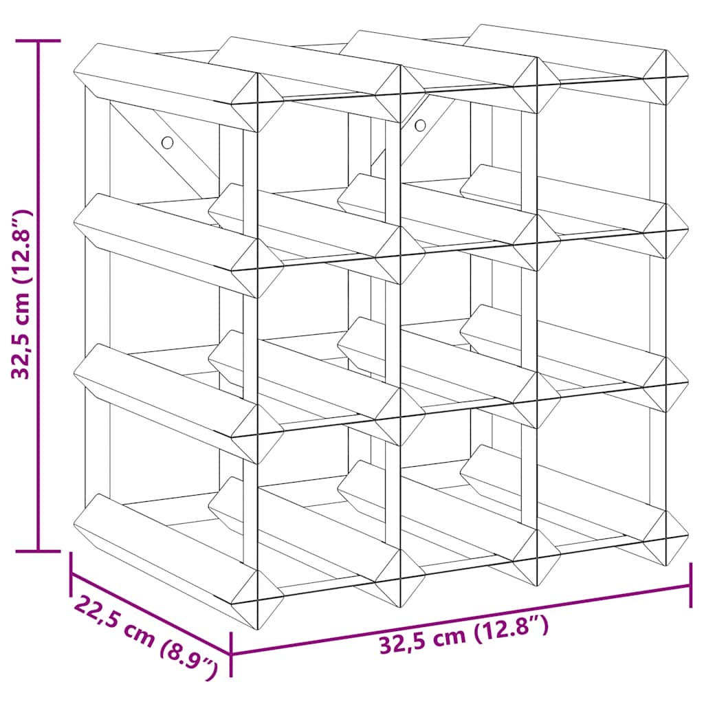 Suport de vinuri, 12 sticle, negru, lemn masiv de pin GartenMobel Dekor