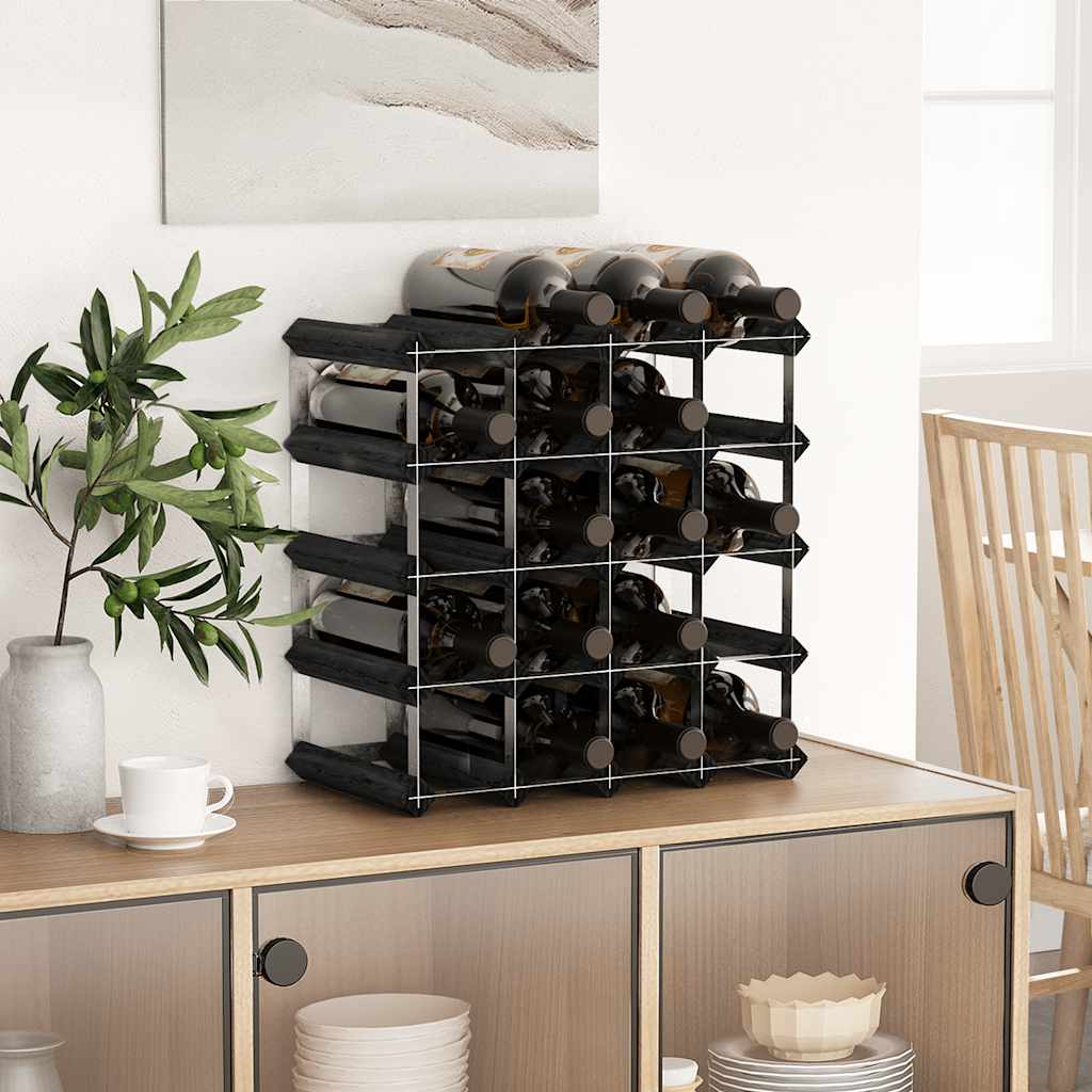 Suport de vinuri, 20 sticle, negru, lemn masiv de pin GartenMobel Dekor