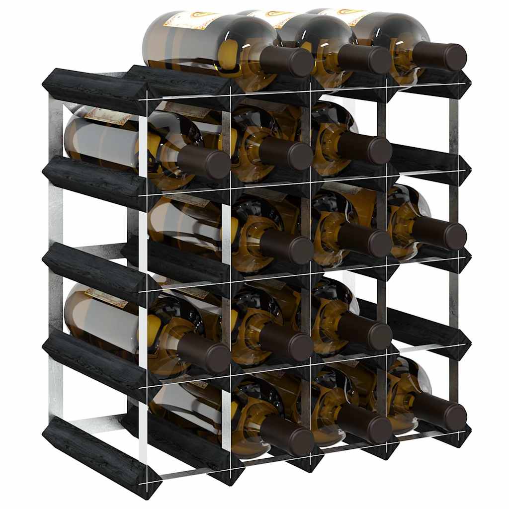 Suport de vinuri, 20 sticle, negru, lemn masiv de pin GartenMobel Dekor