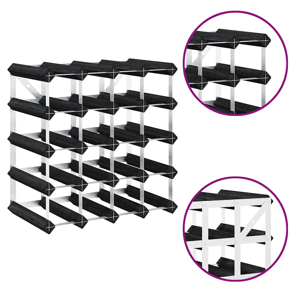 Suport de vinuri, 20 sticle, negru, lemn masiv de pin GartenMobel Dekor