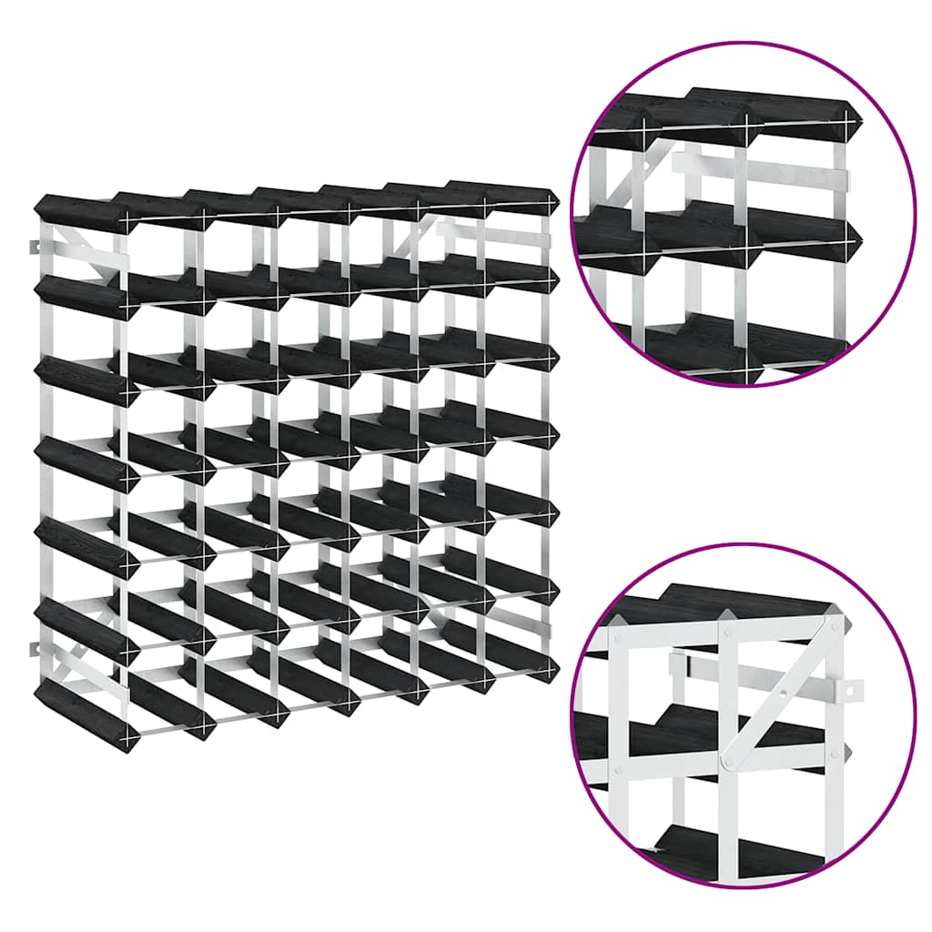 Suport de vinuri, 42 sticle, negru, lemn masiv de pin GartenMobel Dekor