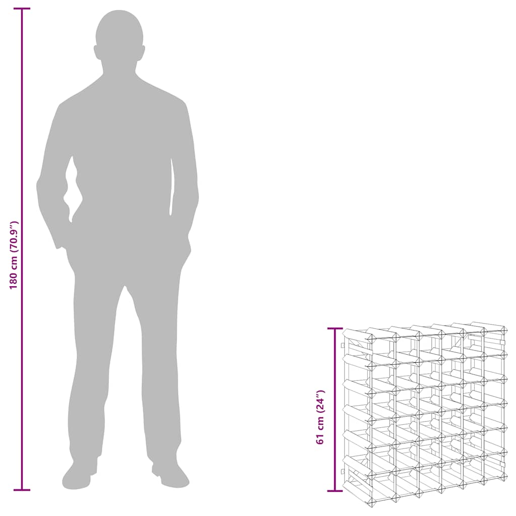 Suport de vinuri, 42 sticle, negru, lemn masiv de pin GartenMobel Dekor