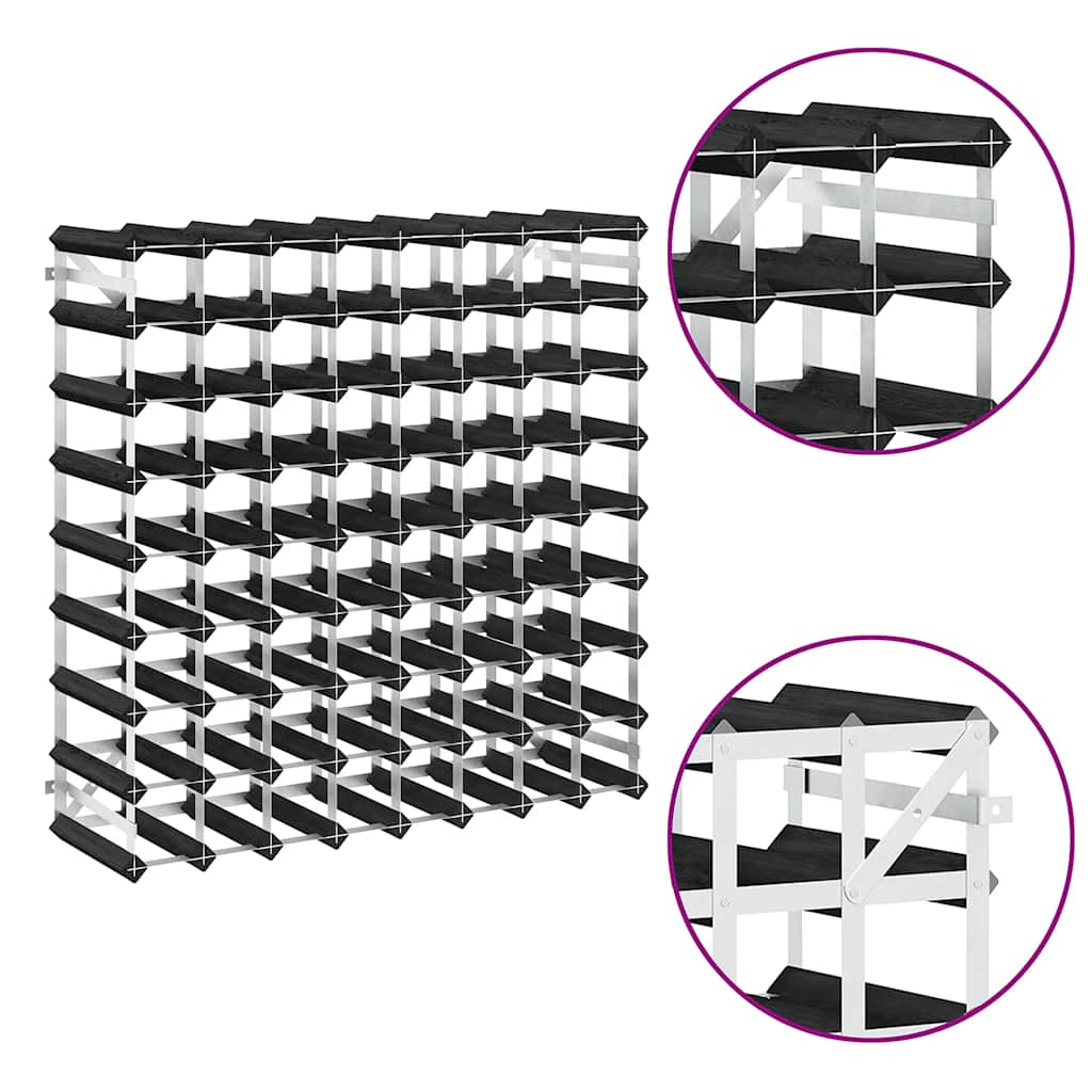 Suport de vinuri, 72 sticle, negru, lemn masiv de pin GartenMobel Dekor