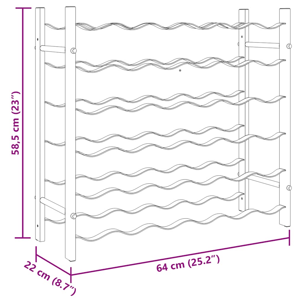 Suport sticle de vin pentru 36 de sticle, negru, fier GartenMobel Dekor