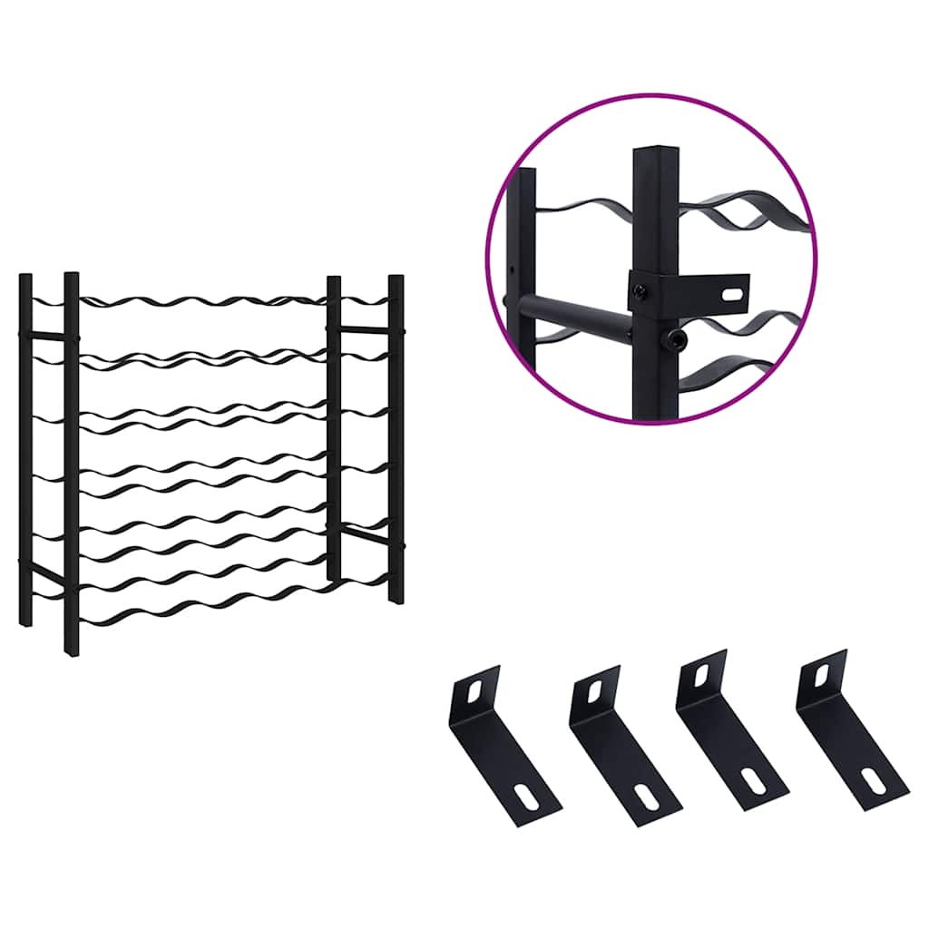 Suport sticle de vin pentru 36 de sticle, negru, fier GartenMobel Dekor