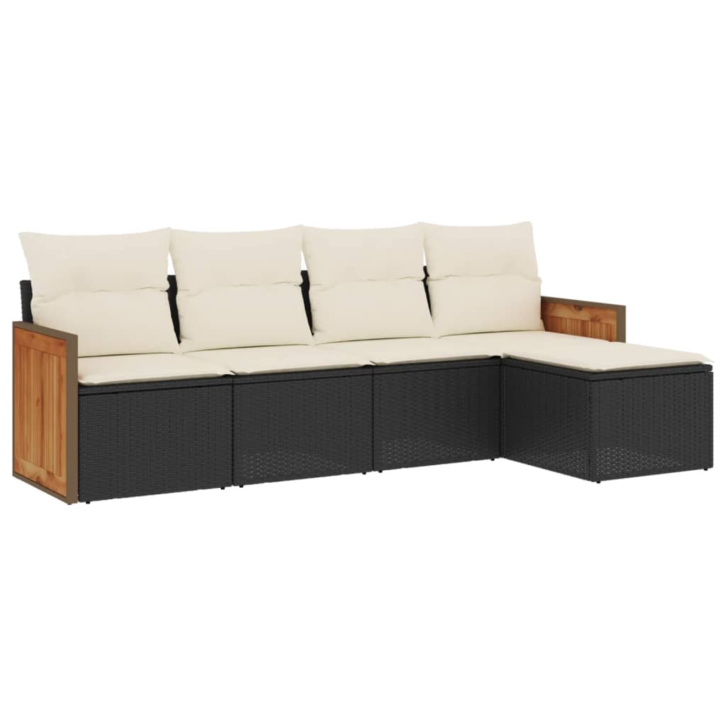 Set mobilier de grădină cu perne, 5 piese, negru, poliratan GartenMobel Dekor