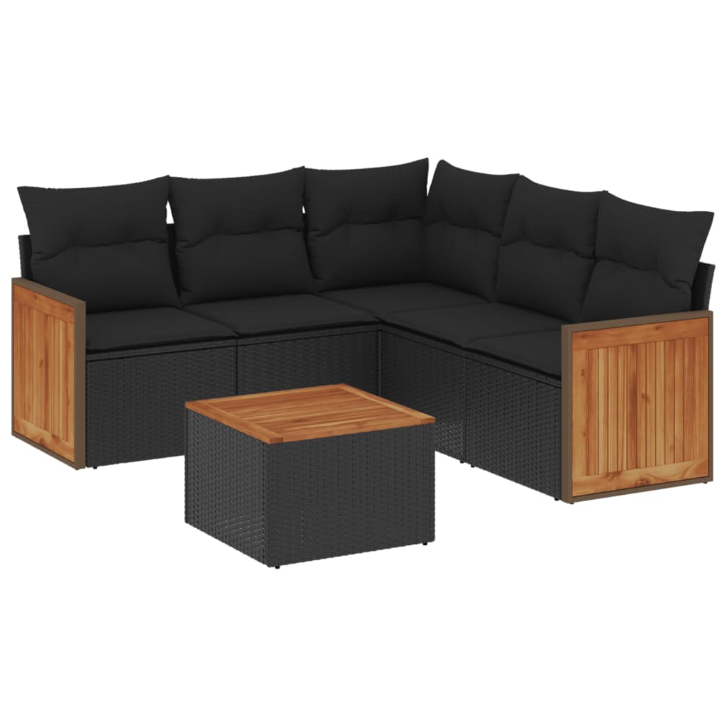 Set mobilier de grădină cu perne, 6 piese, negru, poliratan GartenMobel Dekor