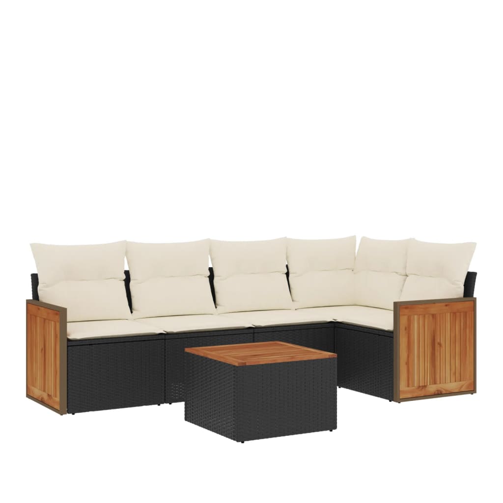 Set mobilier de grădină cu perne, 6 piese, negru, poliratan GartenMobel Dekor