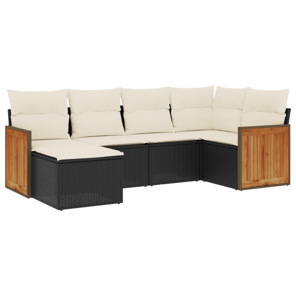 Set mobilier de grădină cu perne, 6 piese, negru, poliratan GartenMobel Dekor