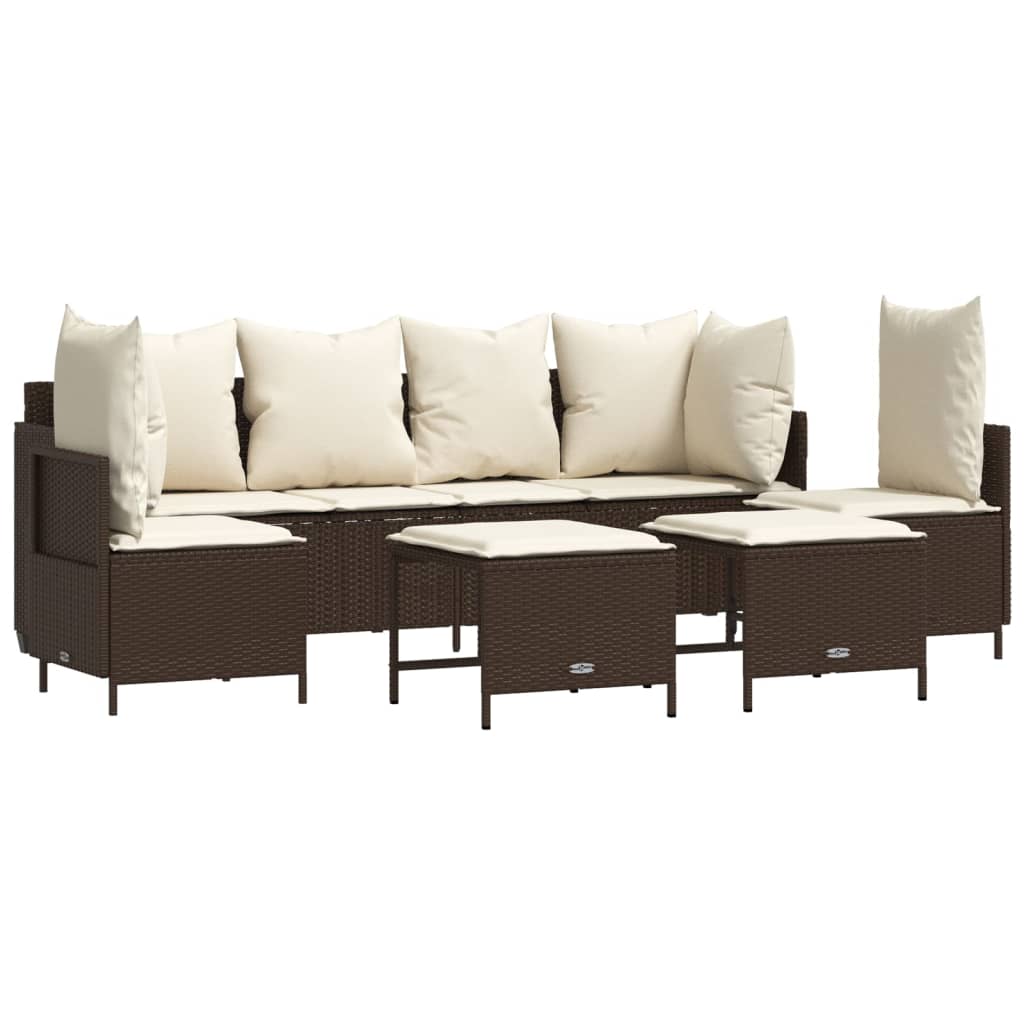 Set canapele de grădină cu perne, 5 piese, maro, poliratan GartenMobel Dekor