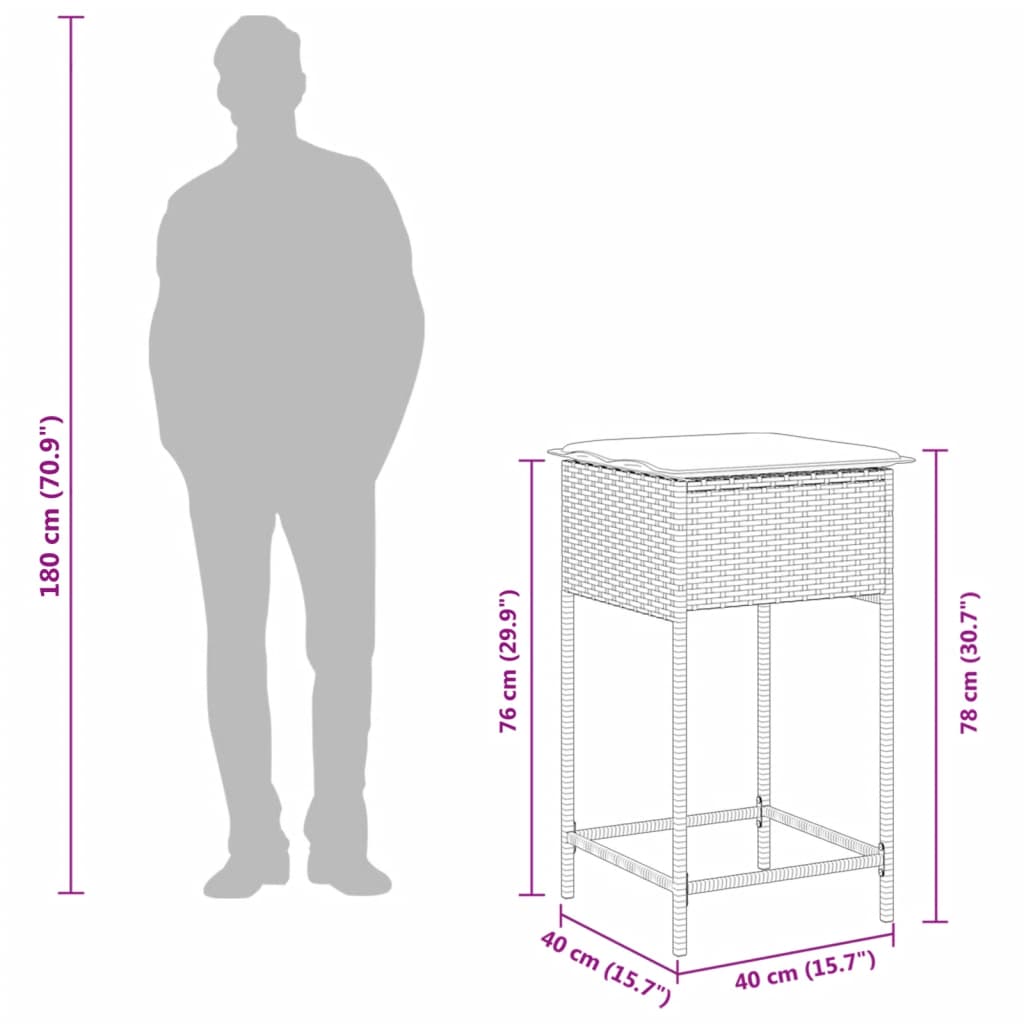 Set mobilier bar de grădină cu perne, 7 piese, gri, poliratan GartenMobel Dekor