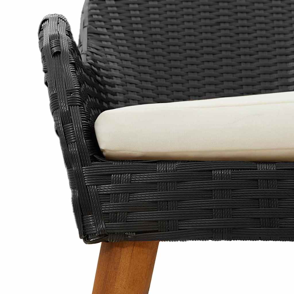 Set de masă pentru grădină cu pernă 3 pcs Negru poliratan GartenMobel Dekor