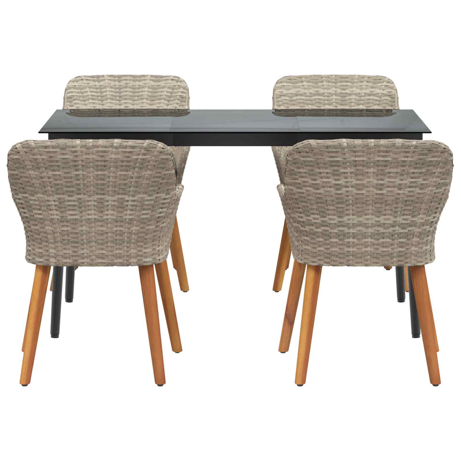 Set de masă pentru grădină cu pernă 5 pcs Gri deschis poliratan GartenMobel Dekor