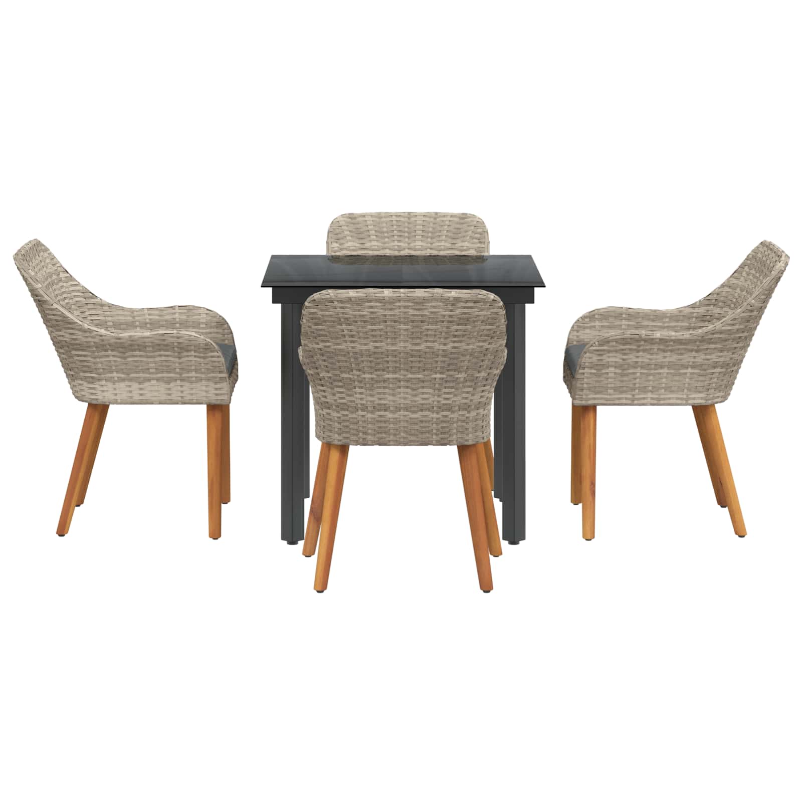 Set de masă pentru grădină cu pernă 5 pcs Gri deschis poliratan GartenMobel Dekor