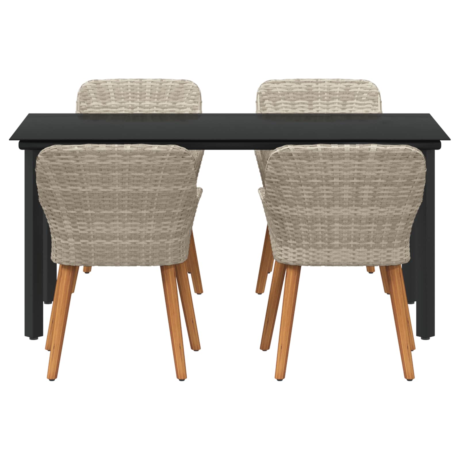 Set de masă pentru grădină cu pernă 5 pcs Gri deschis poliratan GartenMobel Dekor