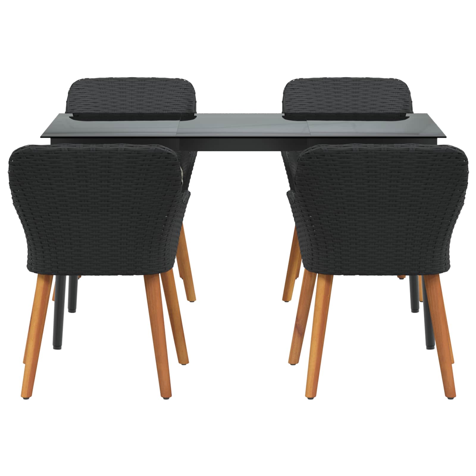 Set de masă pentru grădină cu pernă 5 pcs Negru poliratan GartenMobel Dekor