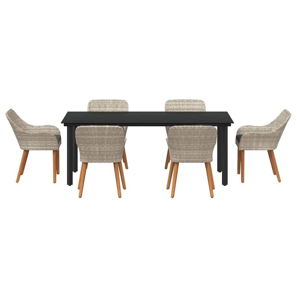 Set de masă pentru grădină cu pernă 7 pcs Gri deschis poliratan GartenMobel Dekor