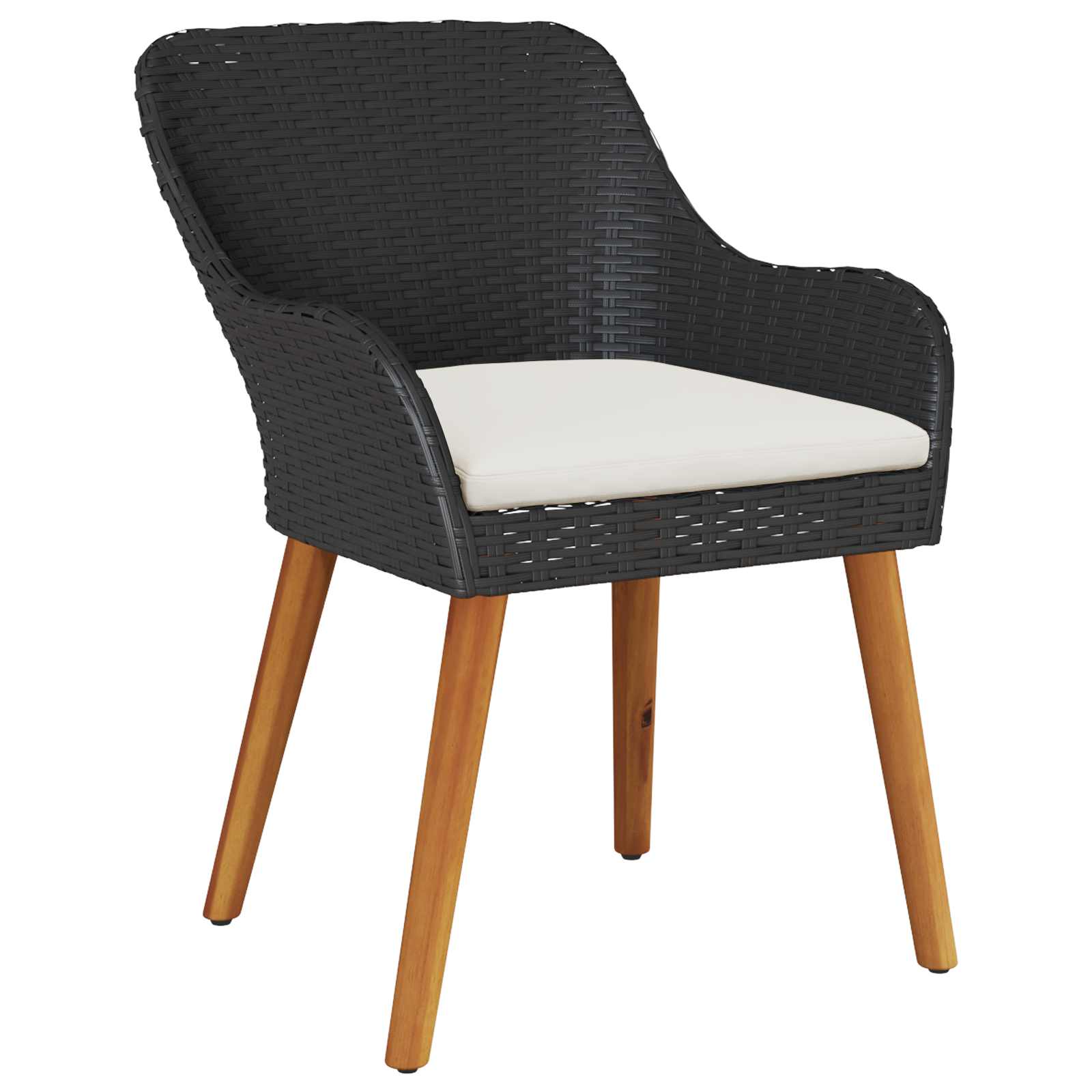 Set de masă pentru grădină cu pernă 7 pcs Negru poliratan GartenMobel Dekor