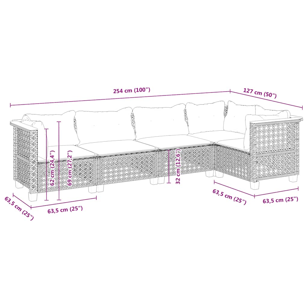 Set canapele de grădină cu perne, 5 piese, bej, poliratan GartenMobel Dekor