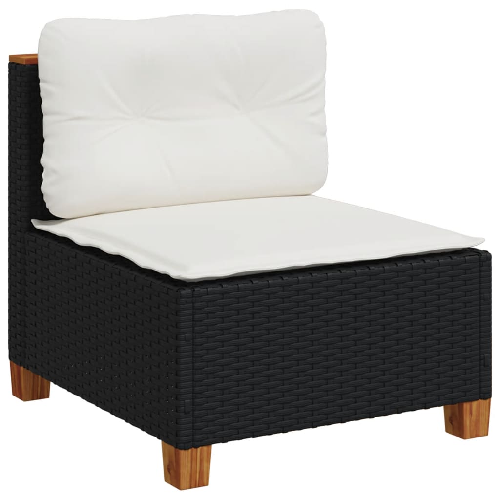 Set mobilier de grădină cu perne, 8 piese, negru, poliratan GartenMobel Dekor