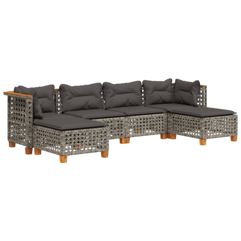 Set mobilier grădină cu perne, 6 piese, gri, poliratan GartenMobel Dekor