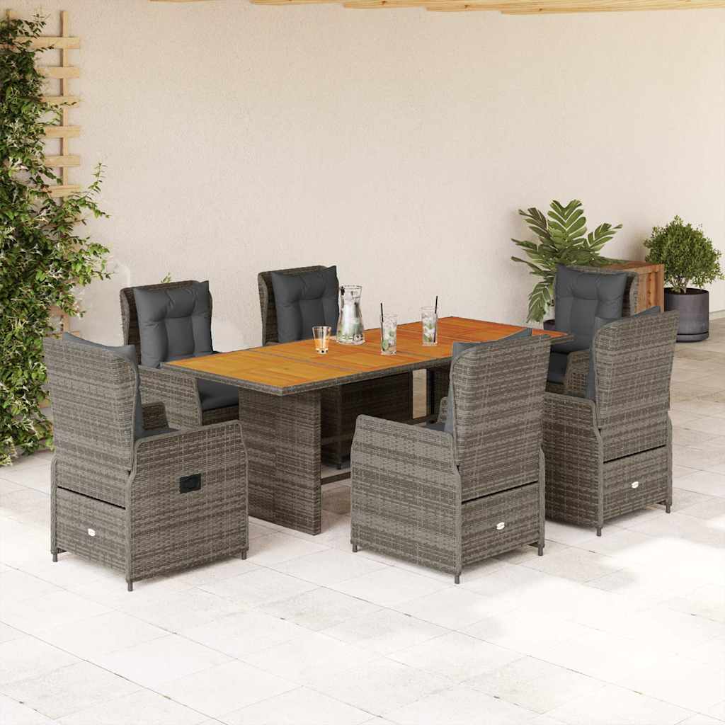 Set mobilier de grădină cu perne, 7 piese, gri, poliratan GartenMobel Dekor