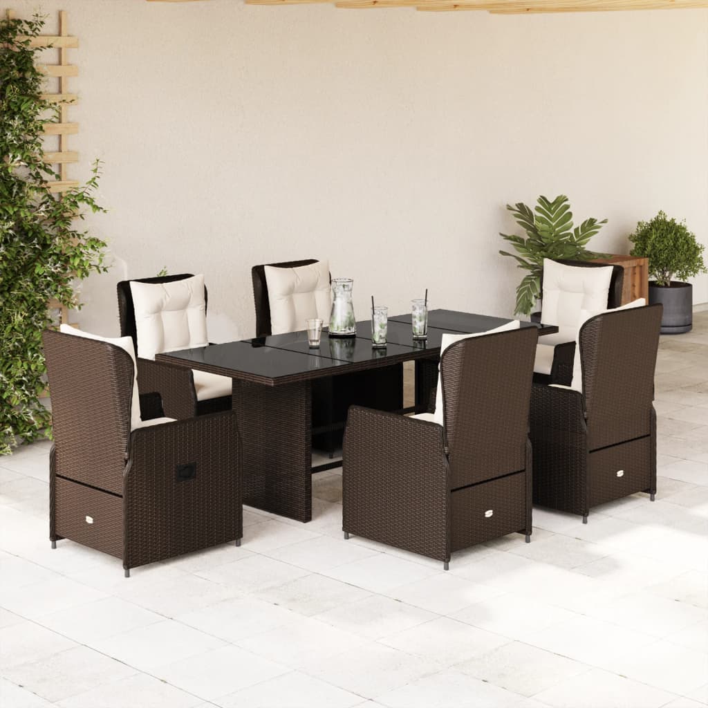 Set mobilier de grădină cu perne, 7 piese, maro, poliratan GartenMobel Dekor