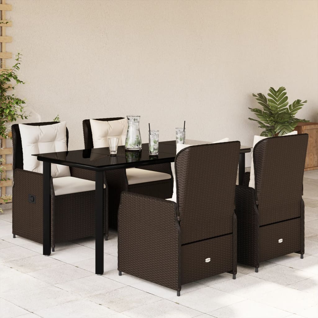 Set mobilier de grădină, 5 piese, cu perne, maro, poliratan GartenMobel Dekor